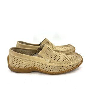 Donald J Pliner Echo 40 Beige Suede Perforated Driving Loafers Men's 7.5